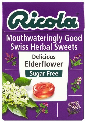 TWENTY PACKS of Ricola Elderflower Swiss Herb Drops Sugar Free 45g