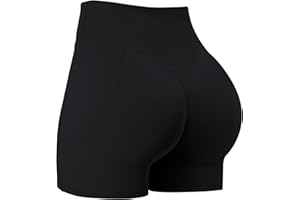 Sunzel 4 Inch Biker Shorts with Pocket No Front Seam Women Workout Scrunch Butt Lifting High Waist Tummy Control Yoga Shorts