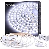 White LED Strip Lights, Govee Upgraded 16.4ft Dimmable LED Light Strip 6500K Bright Daylight White, Strong 3M Adhesive, 300 LEDs Flexible Tape Lights for Mirror Under Cabinet Bedroom