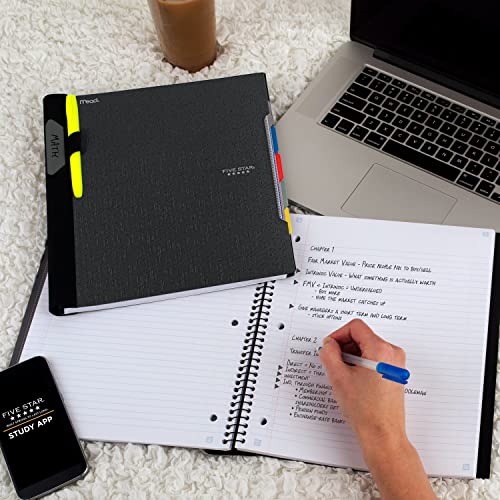 Five Star Spiral Notebook + Study App, 5 Subject, College Ruled Paper