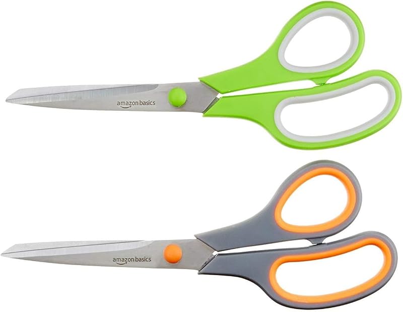 Amazon Basics Stainless Steel Scissors Comfort Grip 2 Pack 20 cm PVD Coated