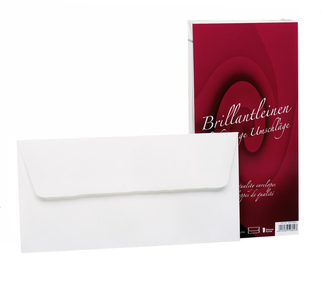 Rössler Papier 20261833 - Briljant linnen - enveloppen DIN lang, 25 stuks, wit — image 1