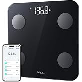 Wyze Scale S Smart Scale for Body Weight, BMI &amp; Body Fat, 400 lbs, Black | Bluetooth Digital Bathroom Scale with 12 Metrics, Syncs with Fitness Apps, Heart Rate Tracking, Smart User Recognition
