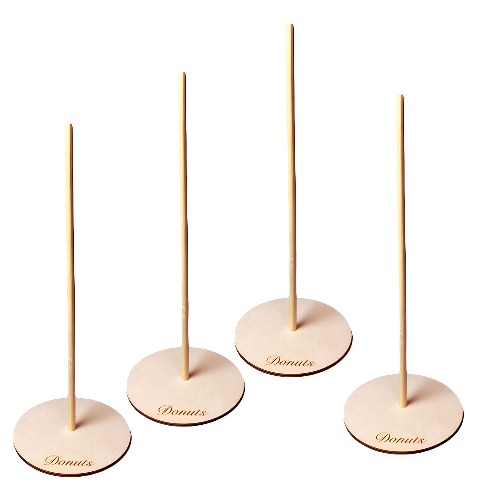 Photo 1 of Donut Stand Wooden 4 Pack, Donut Holder, Donut Tower Stand, Doughnut Display Stand Set- Elegant Bagel Holder for Dessert Table, Wedding, Birthday,Baby Shower, Class Reunion,and Party Decor