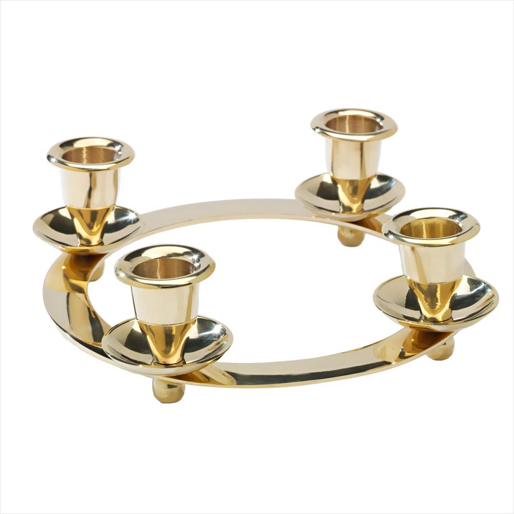 NKlaus Candlestick Ø 20cm Advent wreath candle holder round for candles Ø 2cm brass gold decoration table candles stick candles 2899