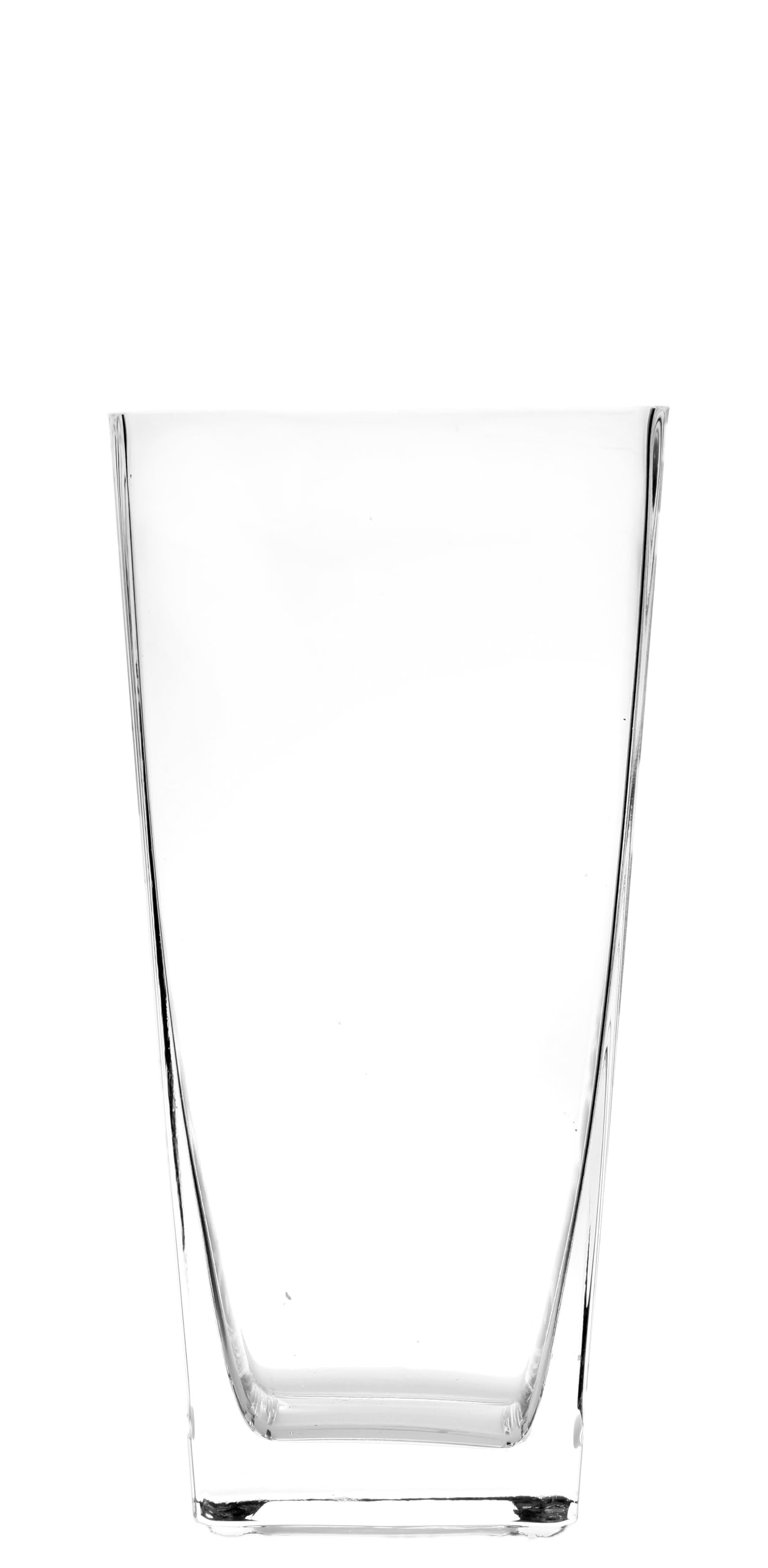 Large Clear Glass Vase with Square Section - Measures 10 x 10 x 20 cm
