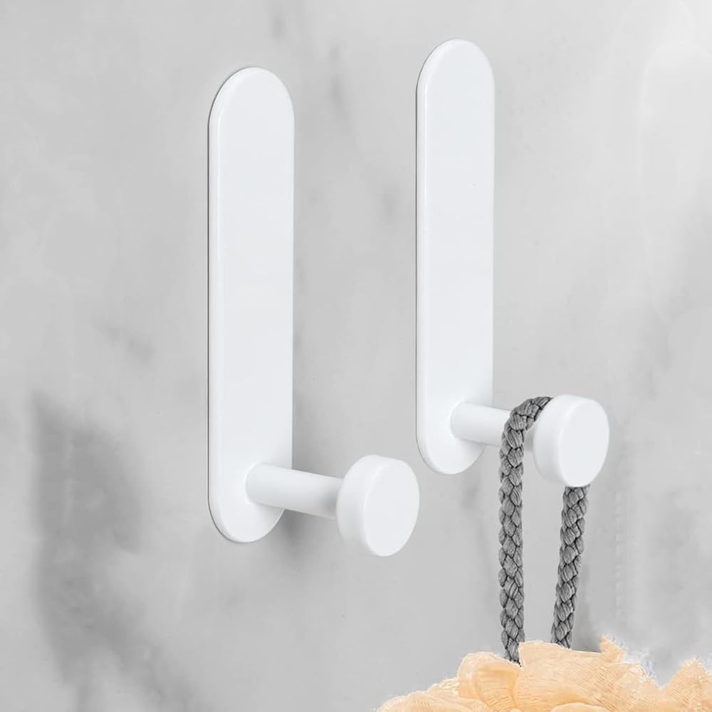 JS Extra Strong Self Adhesive Hooks 2 Pack Wall Door Towel Coat Rack Aluminum