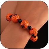 KummerSaprk Halloween Bracelets Halloween Pumpkin Beads Bracelet Handmade Wooden Bracelet Halloween Costumes Accessories Halloween Outfits Halloween Jewelry Gift