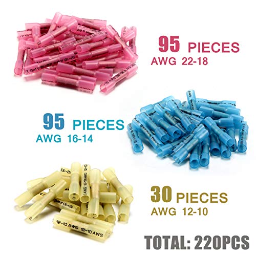 220PCS Heat Shrink Butt Connectors Sopoby Electrical Connectors