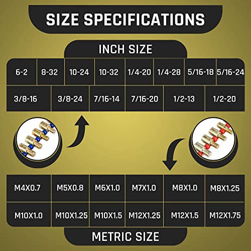 YOC Bolt Size and Thread Gauge- Thread Pitch Gauge- Nut and Bolt Thread Checker- 26 Male/Female Thread Identifier Gauges - 12 Inch & 14 Metric Sizes