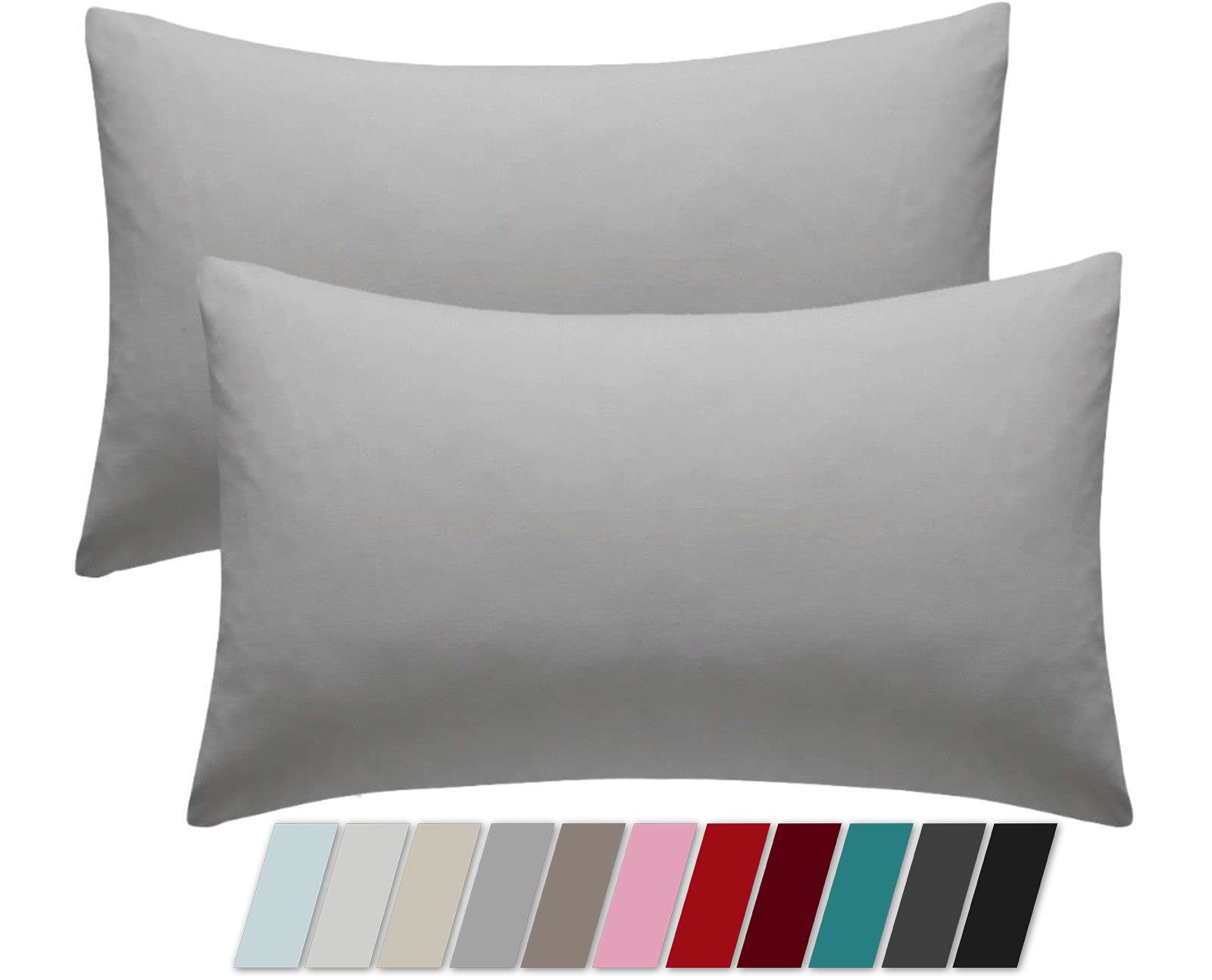 Adam Home Cotton Rich Pillow Protectors Pillowcases Pack Of 2 Hotel Quality Premium Touch Comfort Pillow Encasements Pillow Cases 2 Pack Long Lasting Soft & Comfortable Pillow Cases 48x74 cm Grey
