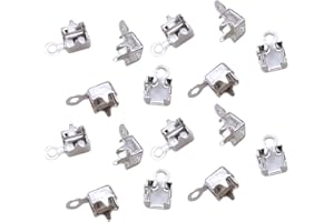 ccHuDE 1000 Pcs 3mm Metal Cup Chain Connectors Fold Over Cord Ends Cord Crimp End Tips Rhinestone Chain End Connector with Loop for Jewelry Making Silver