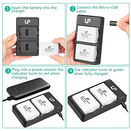 LPE8 Battery Charger Pack, LP 2Pack Battery & Dual Slot Charger