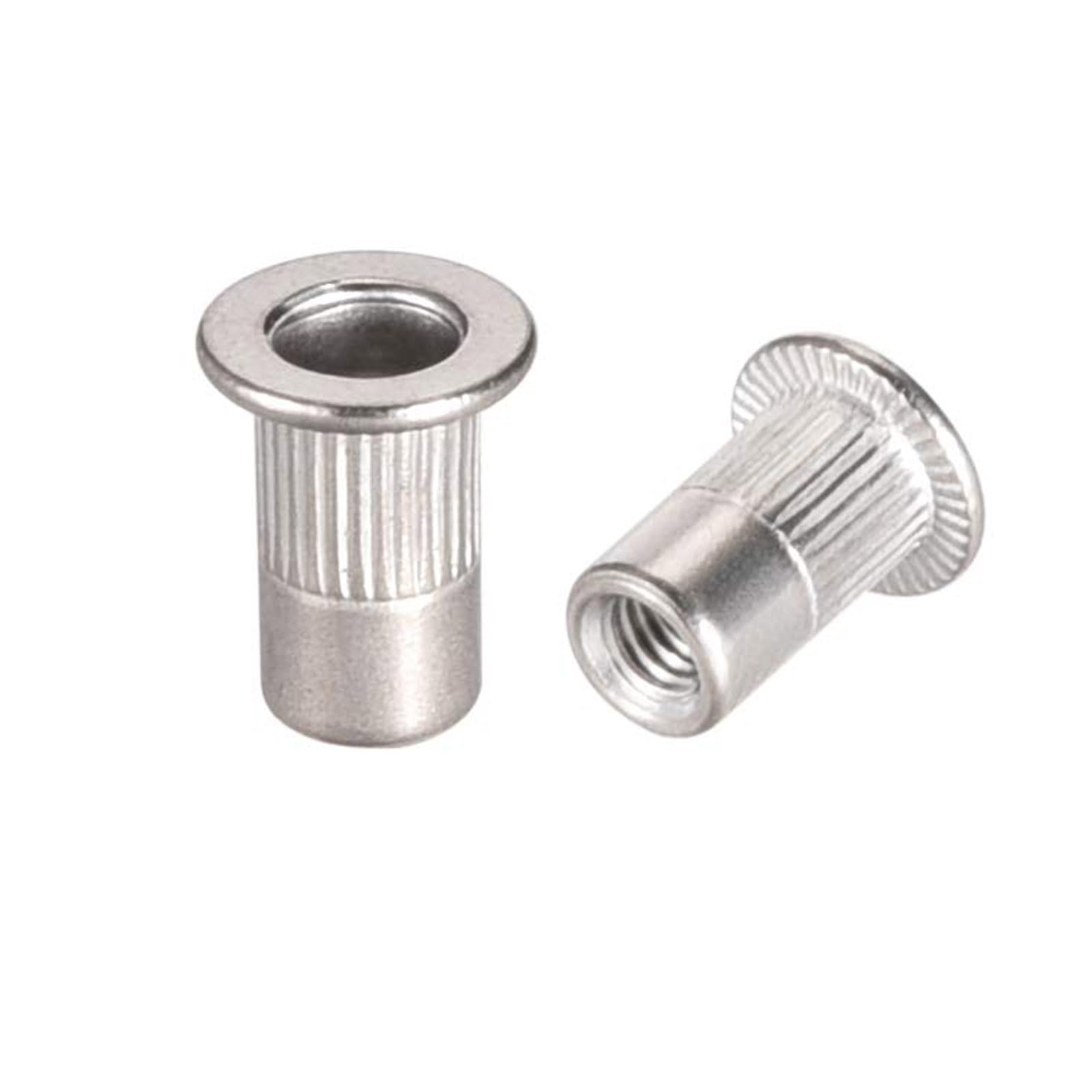 TA-VIGOR 20Pcs M3 Rivet Nuts, 304 Stainless Steel Knurled Flat Head Threaded Insert Nut Silver for Automotive Furniture