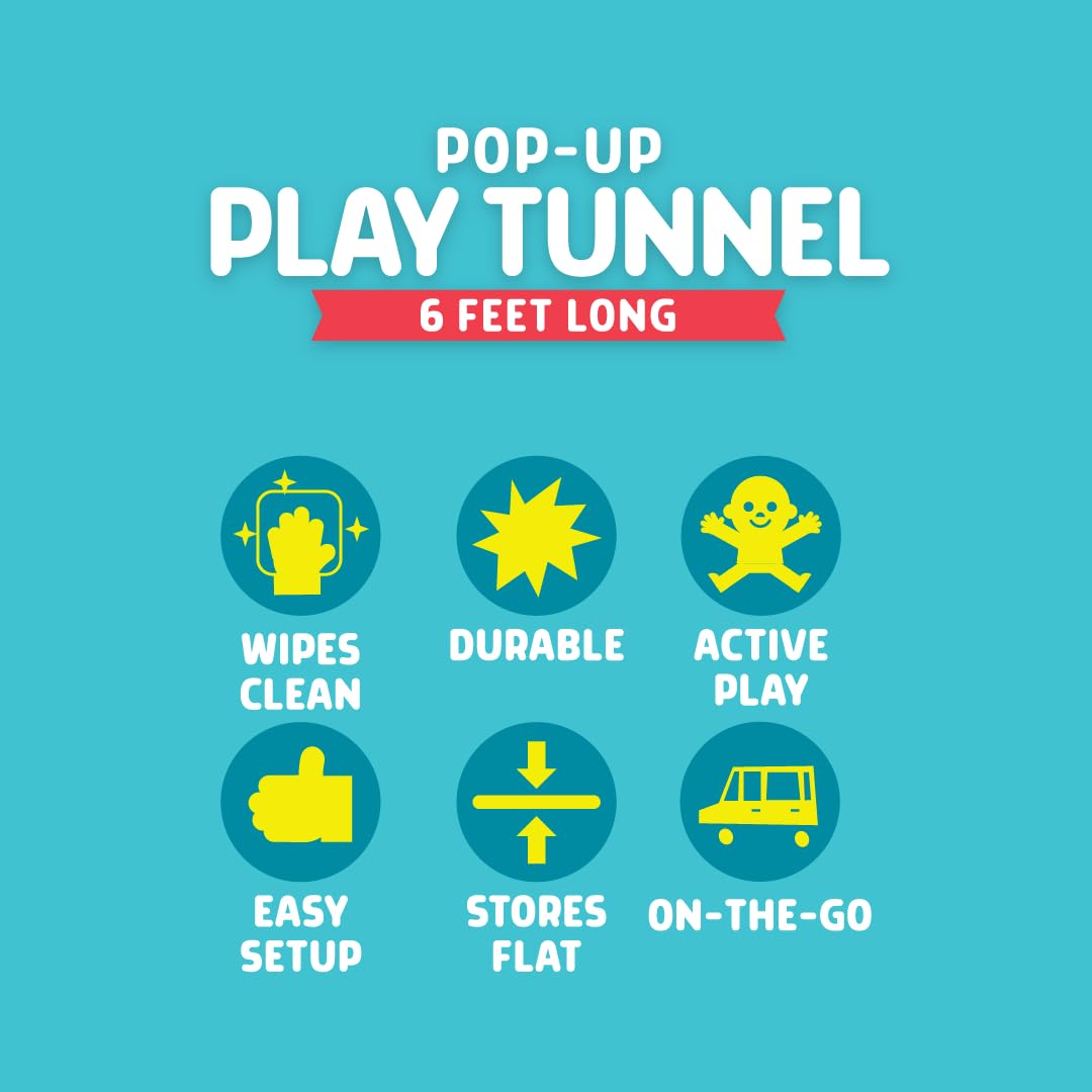 Chuckle & Roar - Pop Up Play Tunnel - Active Play for Toddlers - Preschool pop up Tent Companion - Ages 3 and up - Rainbow Tunnel