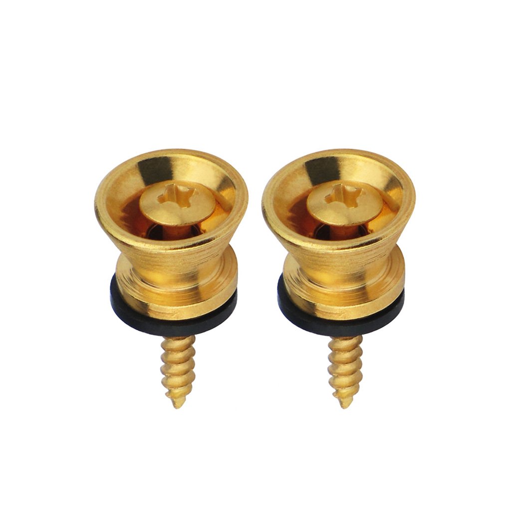 FLEOR 2pcs Metal Guitar Button Strap Locks End Pins for Acoustic Classical Electric Guitar Accessories, Golden