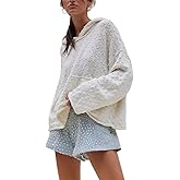 Mieeyali Women Knit Oversized Hoodies Y2K Casual Long Sleeve Crochet Lightweight Sweatshirts with Pocket Cute Pullover Top