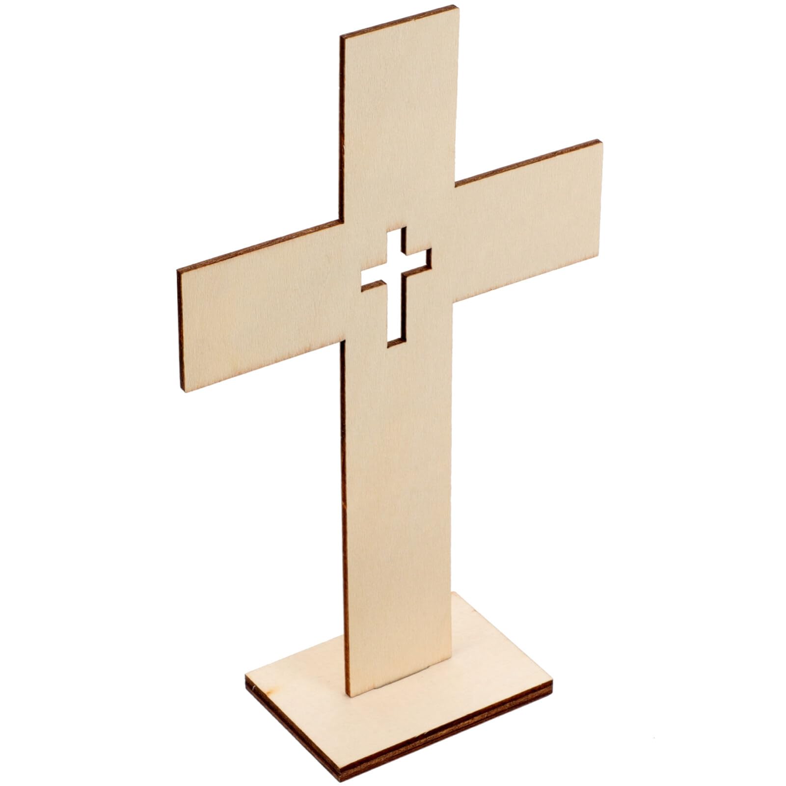 ifundom 10pcs Wooden Standing Cross Rectangular Base Standing Cross Crucifix Christian Desktop Catholic Baptism Centerpieces For Home Weddings Meditation