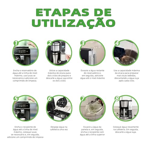 Conjunto 60 Descalcificantes Cafeteira, Descalcificante para Dolce Gusto, Descalcificante para Nespresso, Limpador para Maquina de Café Expresso, Compatíveis com Cafeteira Tres Oster Saeco Phillips