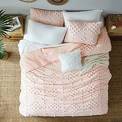 Geniospin Pink Comforter Set Queen, Pom Pom Tufted