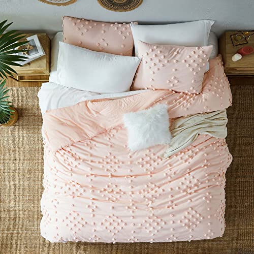 Geniospin Pink Comforter Set Queen, Pom Pom Tufted