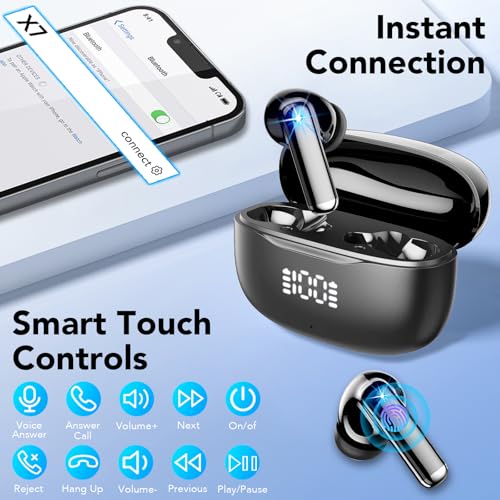 Tiksounds Wireless Earbuds, Bluetooth 5.4 Headphones in Ear with 4 ENC Mic Ear Buds Wireless Earphones Mini Ear Buds 40H Playtime HiFi Stereo Sound IPX7 Waterproof USB-C for iOS/iPhone/Android