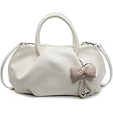 Pleated Cloud Purse for Women, Soft Vegan PU Leather Handbag Sweet Vintage Hobo Crossbody Bag