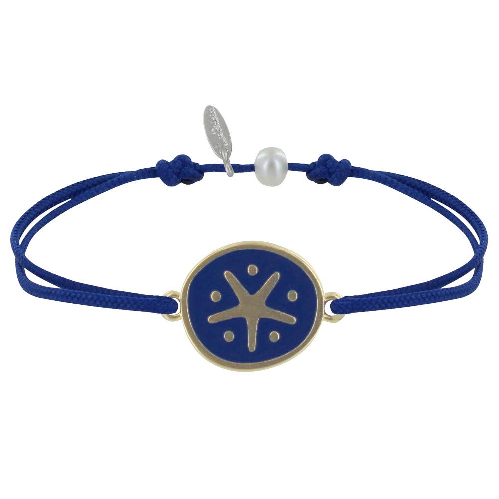 LES POULETTES BIJOUX - Bracelet Link Medal in Brass Star Enamelled Blue - Blue