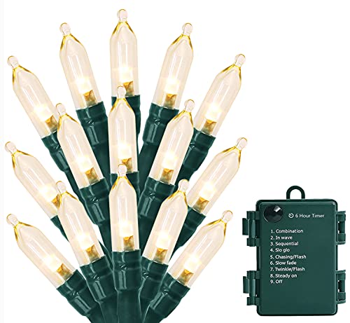 Photo 1 of ASENEK Christmas Light, 33ft 100 LED Battery Operated String Lights with Auto Timer & 8 Modes, Green Wire Outdoor Waterproof String Lights for Outdoor and Indoor Christmas Decor – Warm White