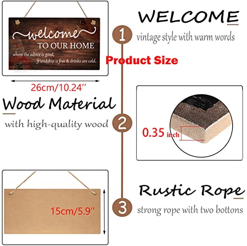 Welcome to Our Home Wooden Sign, Rustic Farmhouse Home Wall Decor for Living Room Outdoor Wall Decorations Wood Frame 6 X 10 Inch