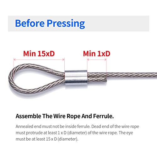 1/16" Aluminum Crimping Loop Sleeve 200PCS, Cable Ferrule Wire Rope