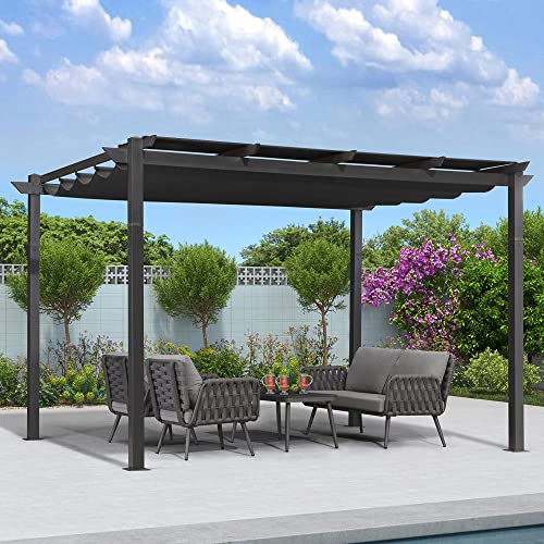 PURPLE LEAF Outdoor Retractable Pergola with Sun Shade Canopy 10