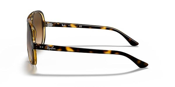 RAY-BAN UNISEX RB4125 CATS 5000 AVIATOR SUNGLASSES, LIGHT HAVANA/CLEAR GRADIENT BROWN, 59 MM