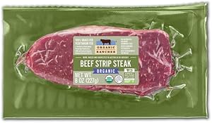Organic Rancher, Organic Beef NY Strip Steak, 100% Grass Fed & Grass Finished, USDA Organic, Pasture Raised Free Range, G.A.P