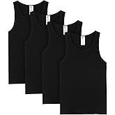 LAPASA Men's 100% Cotton Ribbed Tank Tops Ultra Soft Sleeveless Crewneck A-Shirts Basic Solid Undershirts Vests 4 Pack M35