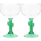 Hemoton 2Pcs Cactus Margarita Glasses 4Oz Cocktail Glass Stemware for Summer Parties Beach Luau Mexican Cinco De Mayo Drinkware