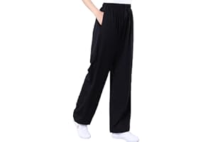 Men Women Tai Chi Pants Soft Cotton Linen Kung Fu Pant with Pockets Martial Arts Yoga Casual Trousers