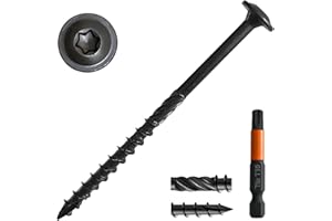 CAMNWAMN [Pack of 50] #14 x 4 Wood Structural Lag Screws, Black Coated Torx/Star Drive Heavy Duty Construction Wood Screw, Modified Truss Washer Head, Star Drive Bit Included.