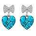 SIVERY Birthday Gifts 'Love Heart' Jewelry Women Stud Earrings with Crystals, Earrings for Women, Gifts for Mom, Blue
