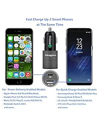 Meagoes Cargador de coche doble USB, compatible con PD y QC3.0
