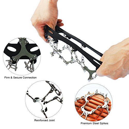 RENHAIGY Traction Ice Cleats Crampons Ice Snow Grips for Hiking Walking Climbing Fishing Jogging with Anti-Slip Microspikes Stainless Steel Spikes - Thumbnail 4