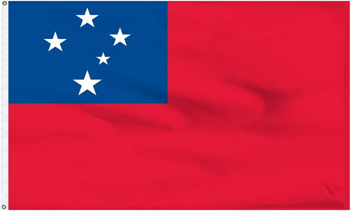 Samoa Flag 5ft x 3ft with Brass Eyelets - Polyester Samoan Flag Banner for Rugby Matches Community Events, Home & Garden Display