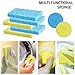 Homsolver 12PC Cellulose Heavy Duty Cleaning Scrub Sponge for Kitchen Multifunctional Dishwashing Sponges Yellow and Blue (Yellow & Blue 12 Pack)