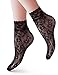 VERO MONTE 4 Pairs Women's Patterned Lace Fishnet Ankle Socks (Black) 41521