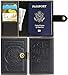 Villini - Leather US Passport Holder Cover RFID Blocking ID Card Wallet - Travel Case (Black Vintage)