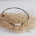 Barch Young White Pearl Choker on Black Leather Cord with 3 AA Quality Beads Necklace for Girls (Adjustable)