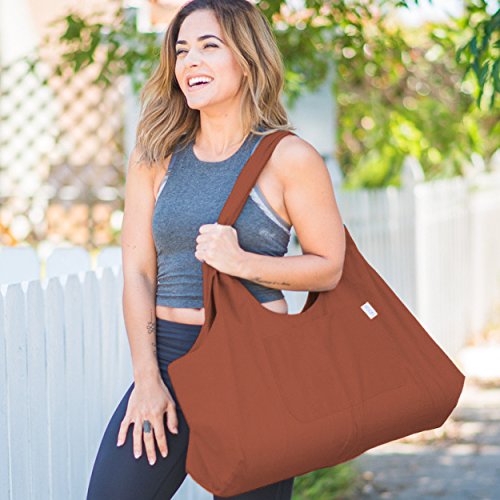 Yogiii Large Yoga Mat Bag | The Original YogiiiTotePRO | Large Yoga Mat Tote Sling Carrier with Side Pocket | Fits Most Size Mats (Burnt Orange)