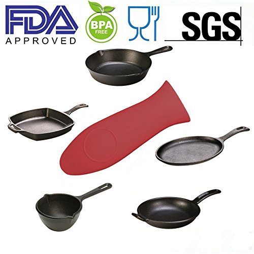 LIVEHITOP Cast Iron Cleaner Set 9 Packs, XL 8x6 Stainless Steel Scrubber, Pan Scraper Plastic Set Tool and Silicone Hot Handle Holder for Cast Iron Skillets Frying Pans, Gifts for Kitchen Home
