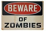 Warning Beware of Zombies Funny Tin Sign Bar Pub Garage Diner Cafe Home Wall Decor Home Decor Art Poster Retro Vintage
