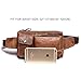Teemzone Leather Hign Waist Bag Fanny Pack for Men and Women Phone Holder Fanny Sling Bag Brown Running Belt Hip Bum Pack Thigh Holster Cross Body